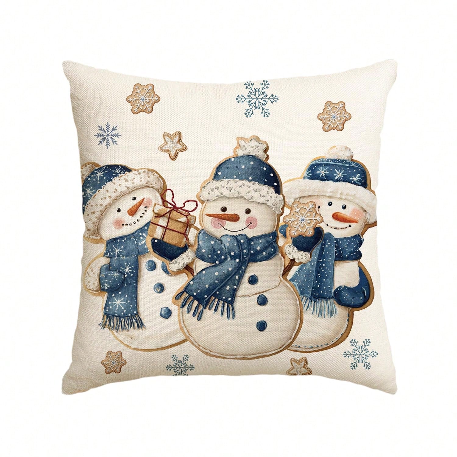 Pillow Insert 18X18 - 1 Stück Winter-Schneemann-Schneeflocken-Kissenbezug, 18 x 18