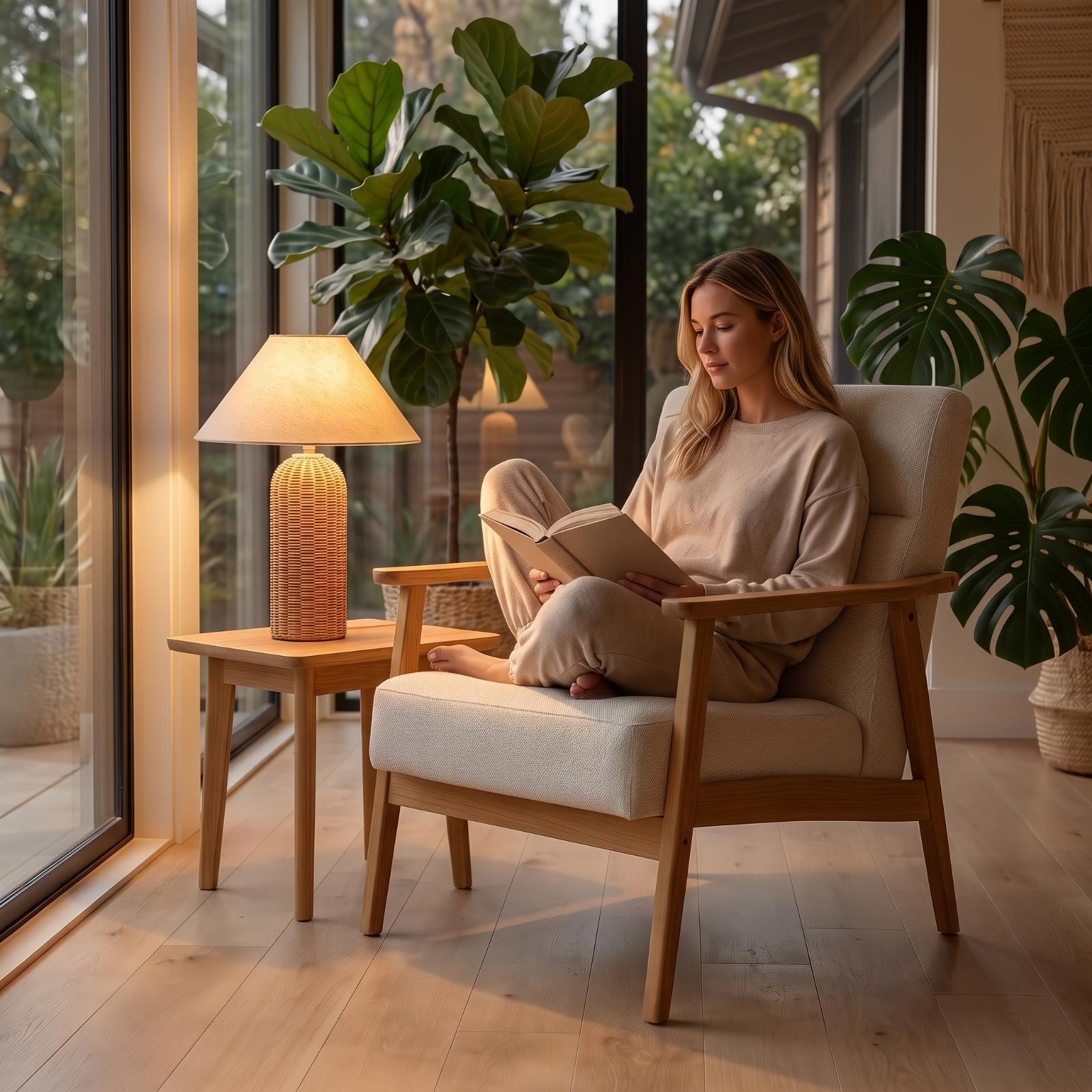 Nachttischlampe mit Rattanfuß  – Home Textile Bewertung und Preis